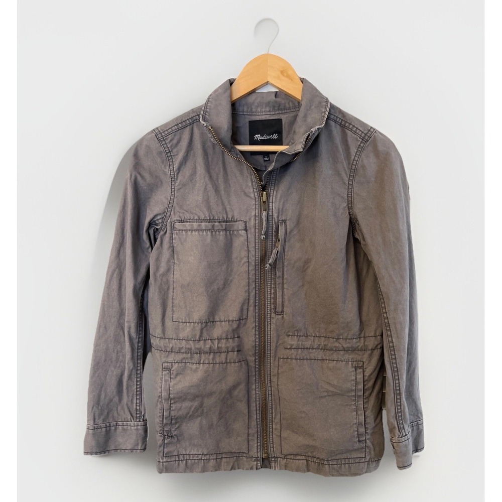 Madewell Womens Utility Jacket Charcoal Gray‎ Full Zip Military Field Coat Small